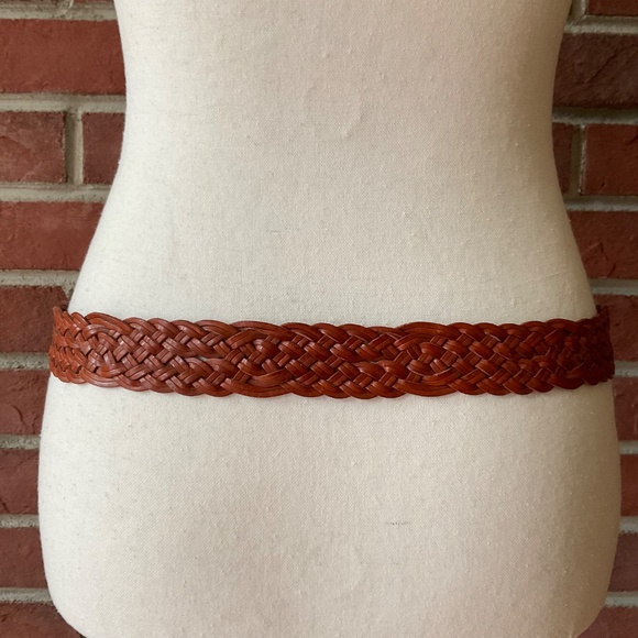 Talbots Vintage 90s Brown Woven Leather Braided Boho Western Adjustable Belt M - Picture 4 of 12